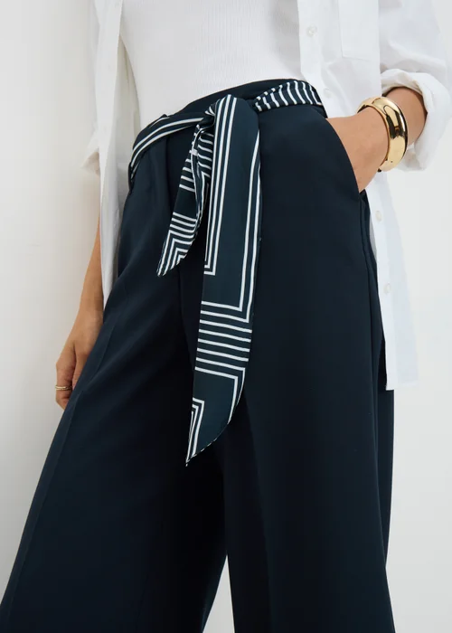 Navy Scarf Wide Leg Culottes - 14 Image 3