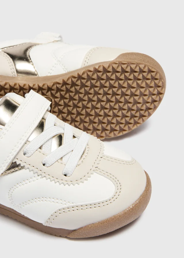 Girls White PU Low Trainers (Younger 4-12)
