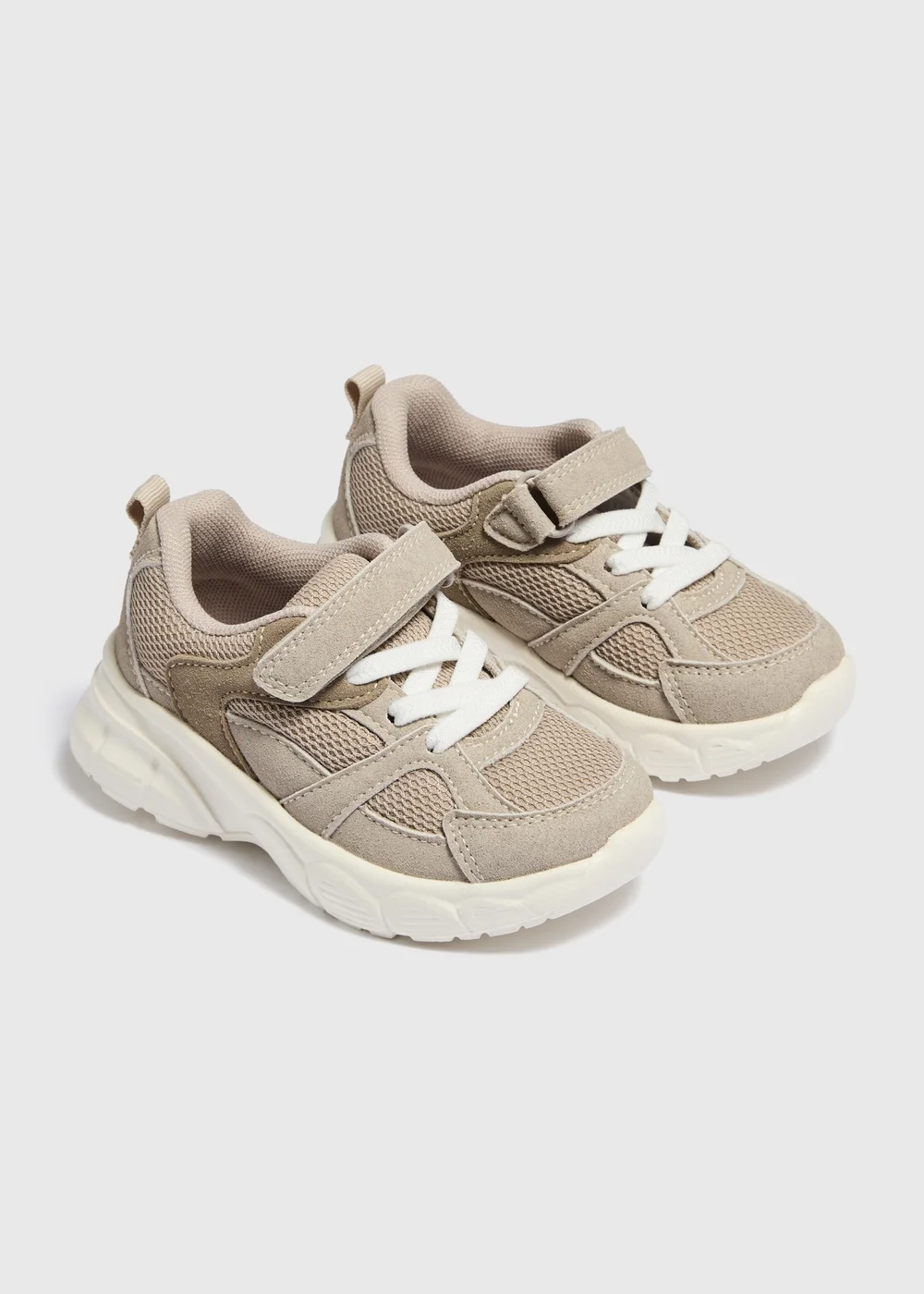 Kids Taupe Mesh Chunky Trainers (Younger 4-12) - 4 Infants Image 1