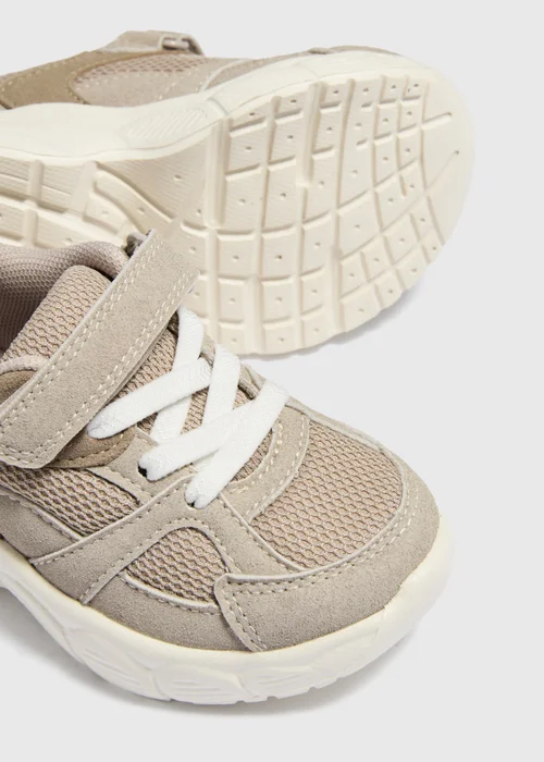 Kids Taupe Mesh Chunky Trainers (Younger 4-12) - 4 Infants Image 2