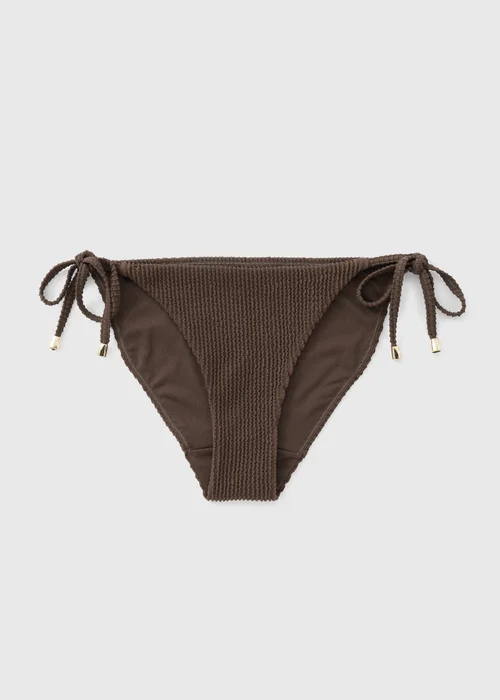 Chocolate Brown Textured Bikini Briefs - 18 Image 2