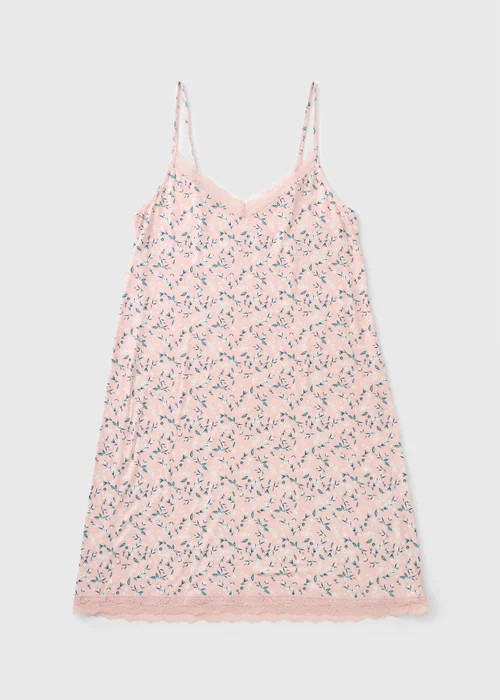 Pink Soft Touch Ditsy Print Chemise Nightie - S Image 2
