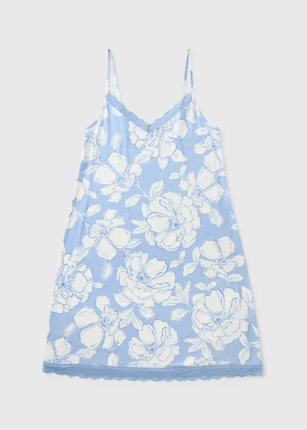 Blue Floral Soft Touch Chemise Nightie - XS Image 2