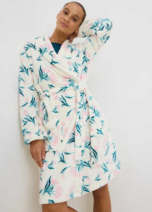 Cream Tulip Fleece Dressing Gown