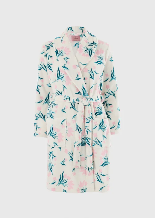 Cream Tulip Fleece Dressing Gown - S Image 3