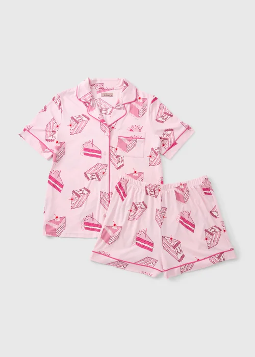 Pink Birthday Cake Button Up Short Pyjama Set - L Image 2