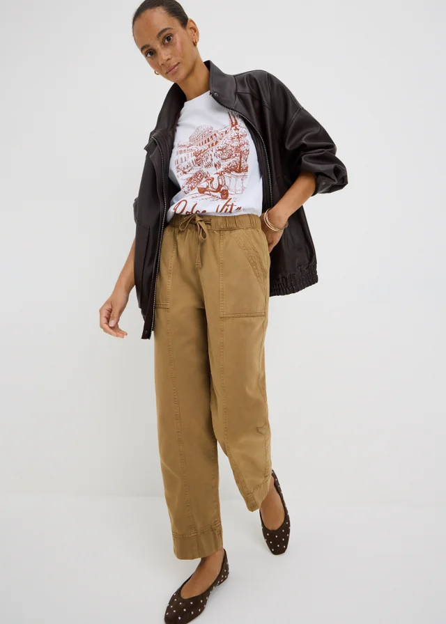 Coffee Drawstring Utility Joggers