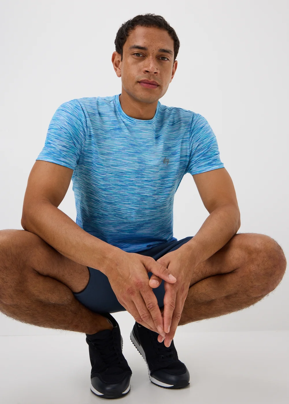 Souluxe Blue Ombre Space Dye Seamless Sports T-Shirt - S Image 1