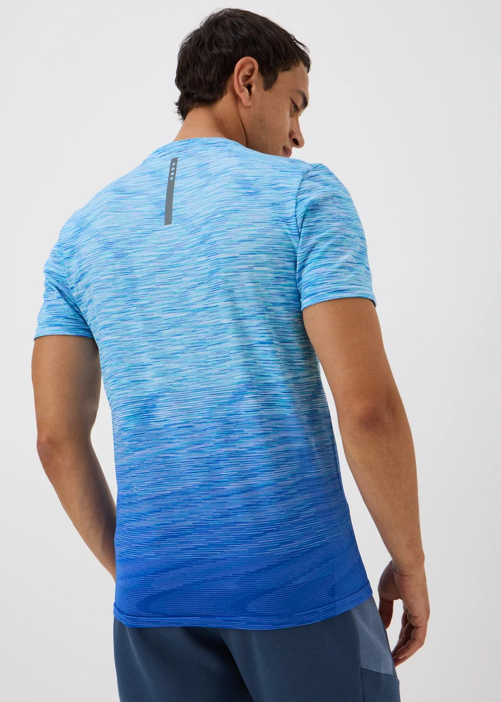 Souluxe Blue Ombre Space Dye Seamless Sports T-Shirt - S Image 2
