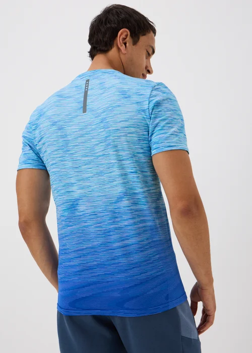 Souluxe Blue Ombre Space Dye Seamless Sports T-Shirt - S Image 2