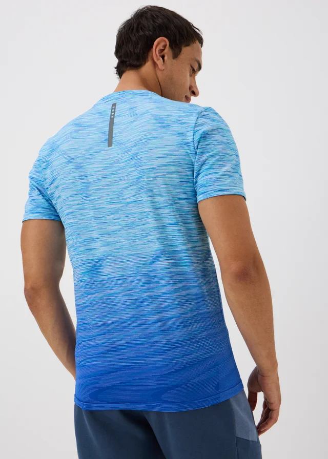 Souluxe Blue Ombre Space Dye Seamless Sports T-Shirt