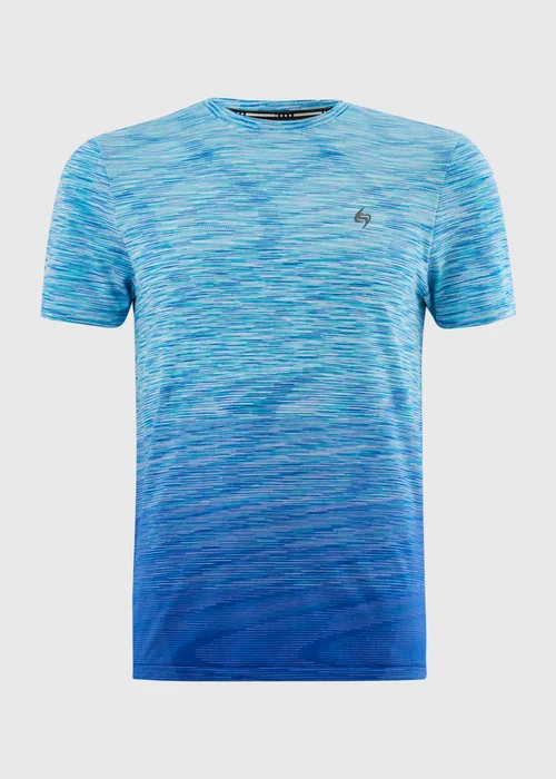 Souluxe Blue Ombre Space Dye Seamless Sports T-Shirt - S Image 3