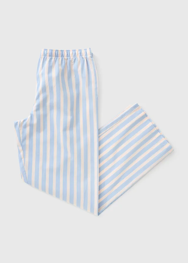 Blue Woven Stripe Wide Leg Pyjama Bottoms