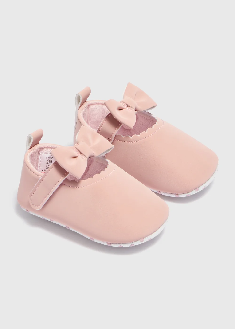 Baby Pink Bow Mary Jane Soft Sole Shoes (0-18mths) - 6-9 months Image 1