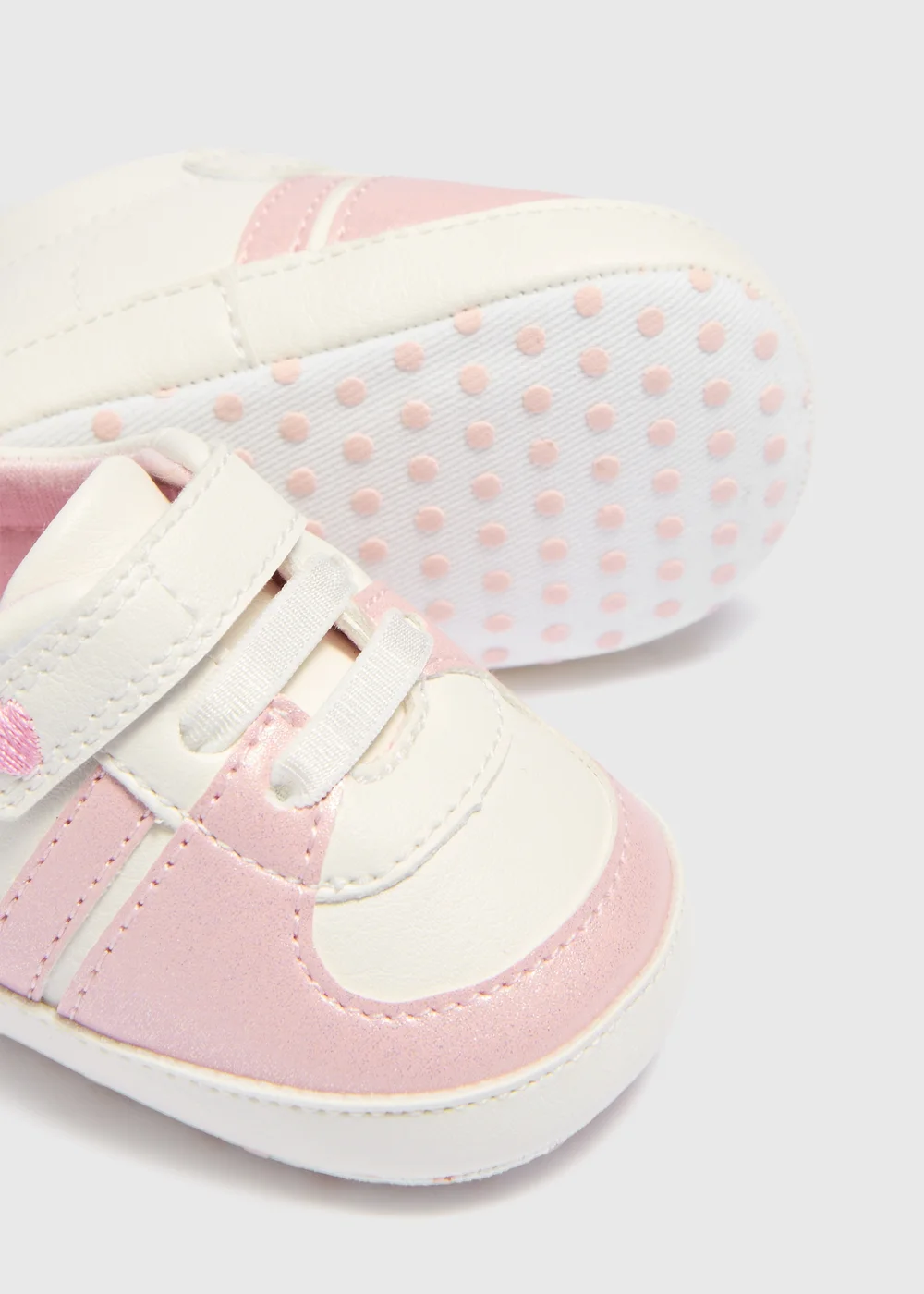 Baby Pink Soft Sole Retro Trainers (0-18mths) - 0-3 months Image 2