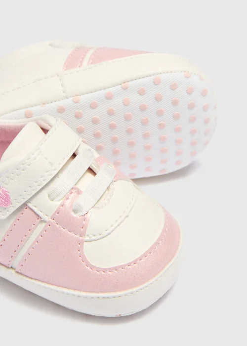 Baby Pink Soft Sole Retro Trainers (0-18mths) - 0-3 months Image 2