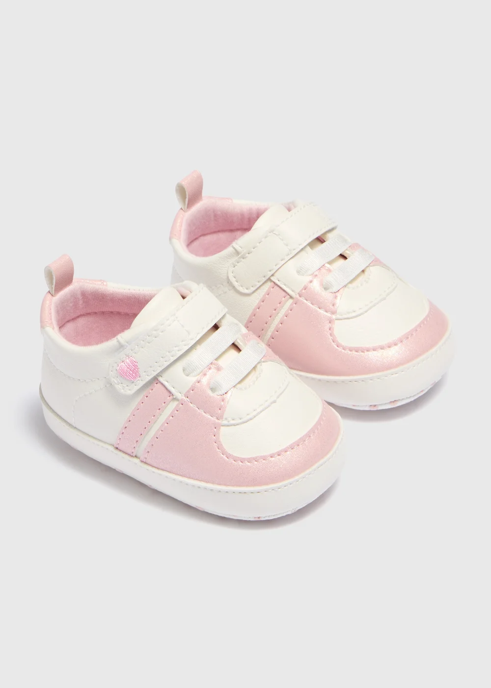 Baby Pink Soft Sole Retro Trainers (0-18mths) - 0-3 months Image 1