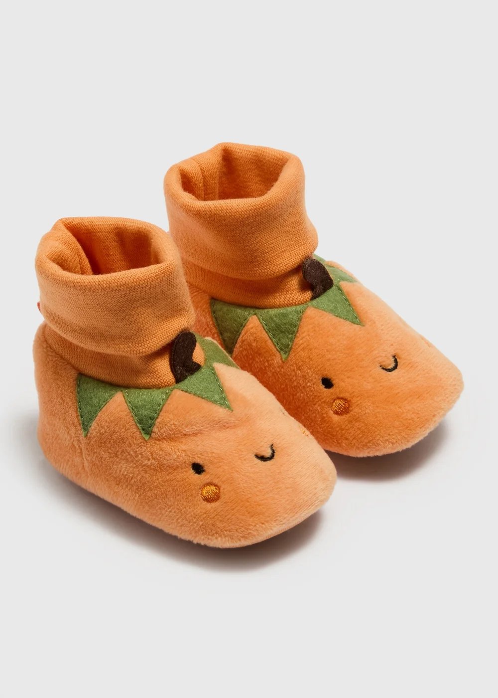 Baby Orange Pumpkin Soft Sole Sock Boots (0-18mths) - 0-3 months Image 1