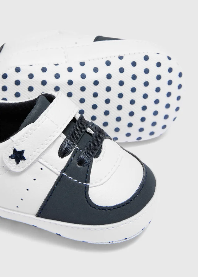 Baby White Soft Sole Retro Trainers (0-18mths)