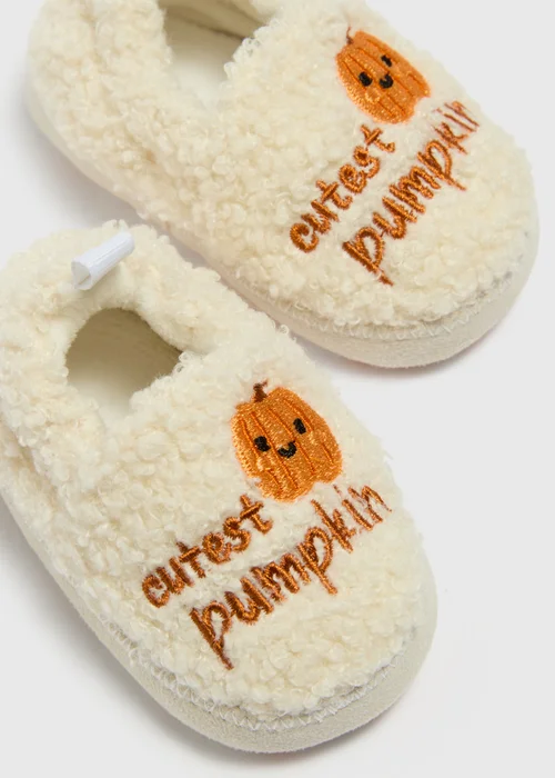 Baby Beige Pumpkin Soft Sole Full Slippers (0-18mths) - 0-3 months Image 2