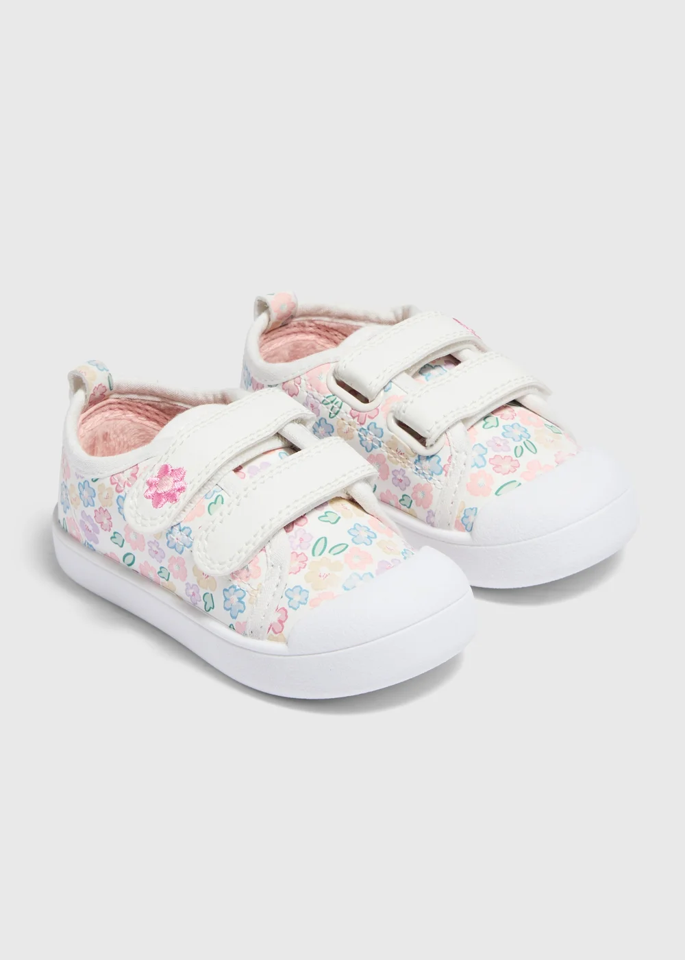 Girls Cream Floral Pre-Walker Trainers (Younger 2-5) - 2 Infants Image 1