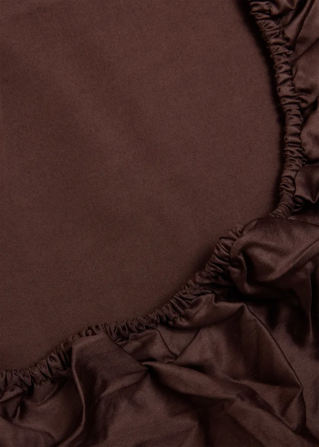 Brown Cotton Extra Deep Fitted Bed Sheet (300 Thread Count)