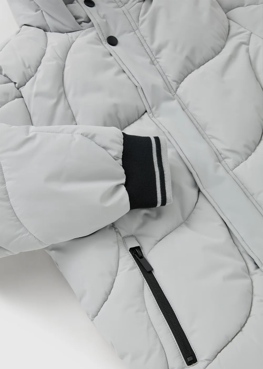 Boys Grey Wave Quilted Parka Coat (1-8yrs) - 7 Yrs Image 2