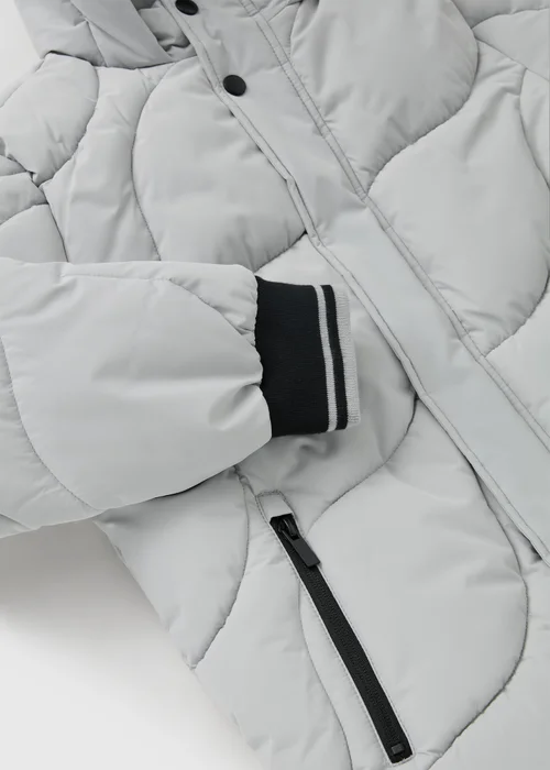 Boys Grey Wave Quilted Parka Coat (1-8yrs) - 7 Yrs Image 2