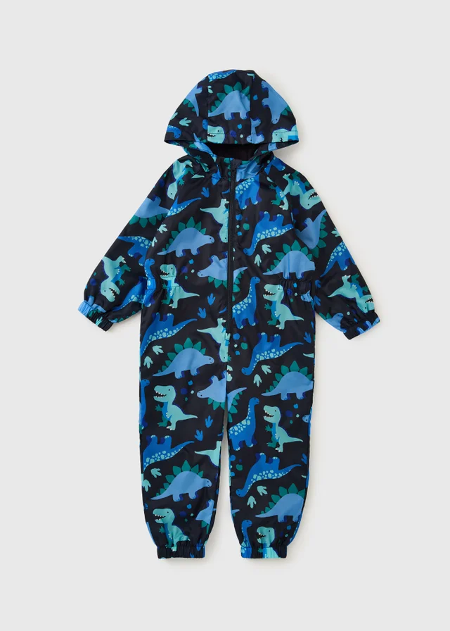 Boys Navy Dinosaur Puddlesuit (1-8 Yrs)