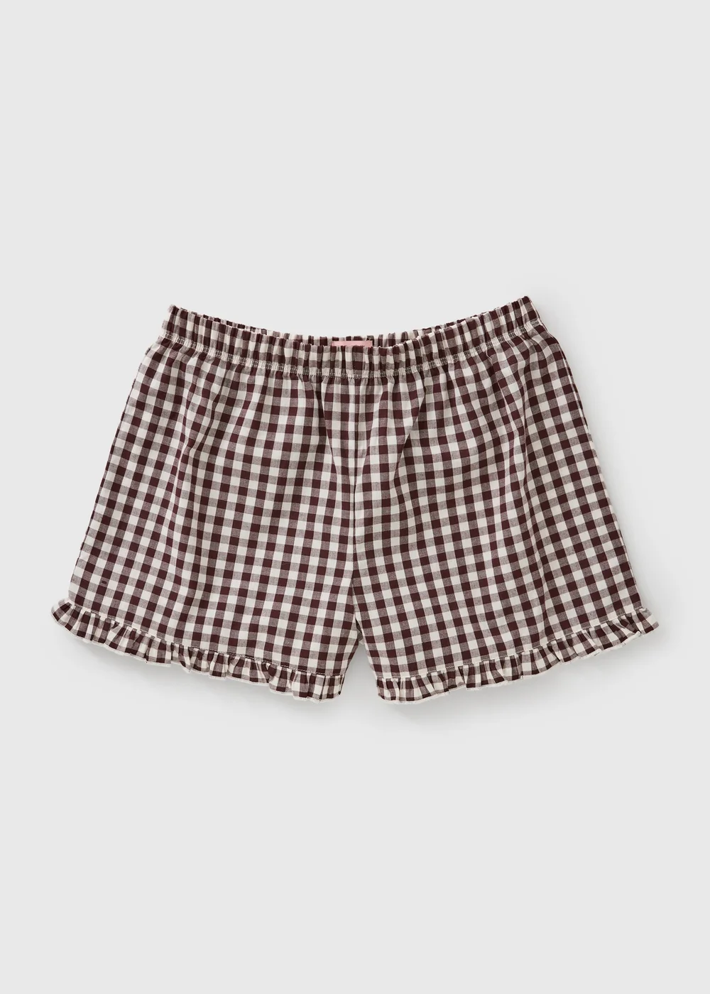Chocolate Brown Gingham Pyjama Shorts - S Image 1
