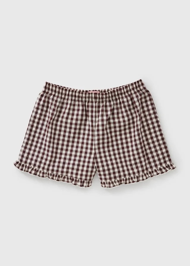 Chocolate Brown Gingham Pyjama Shorts