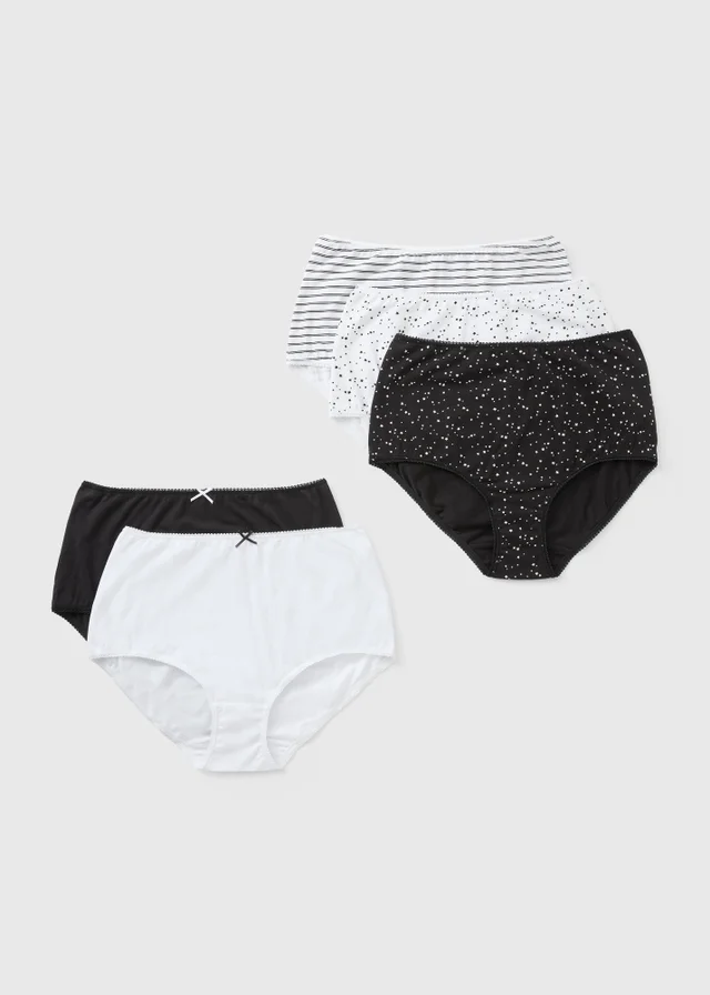 5 Pack Black & White Star Full Knickers