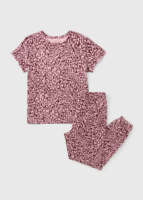 Burgundy Leopard Print Long Pyjama Set - XL Image 3