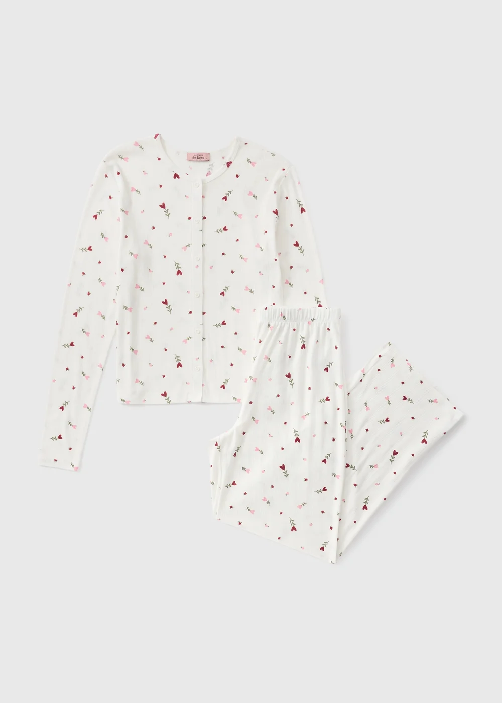 Cream Floral Pointelle Cardigan Pyjama Set - 2XL Image 2