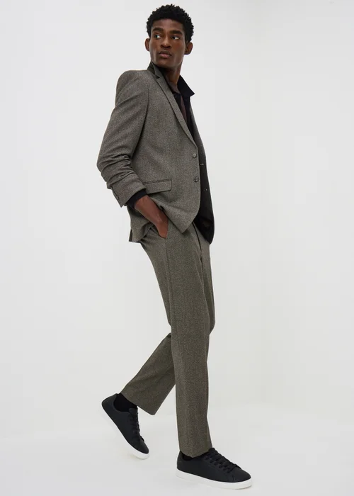 Taylor & Wright Brompton Brown Twill Tailored Fit Suit Jacket - 34 Chest Short Image 4