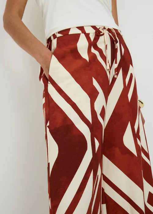 Chocolate Brown Printed Twill Wide Leg Culottes - 22 Image 3