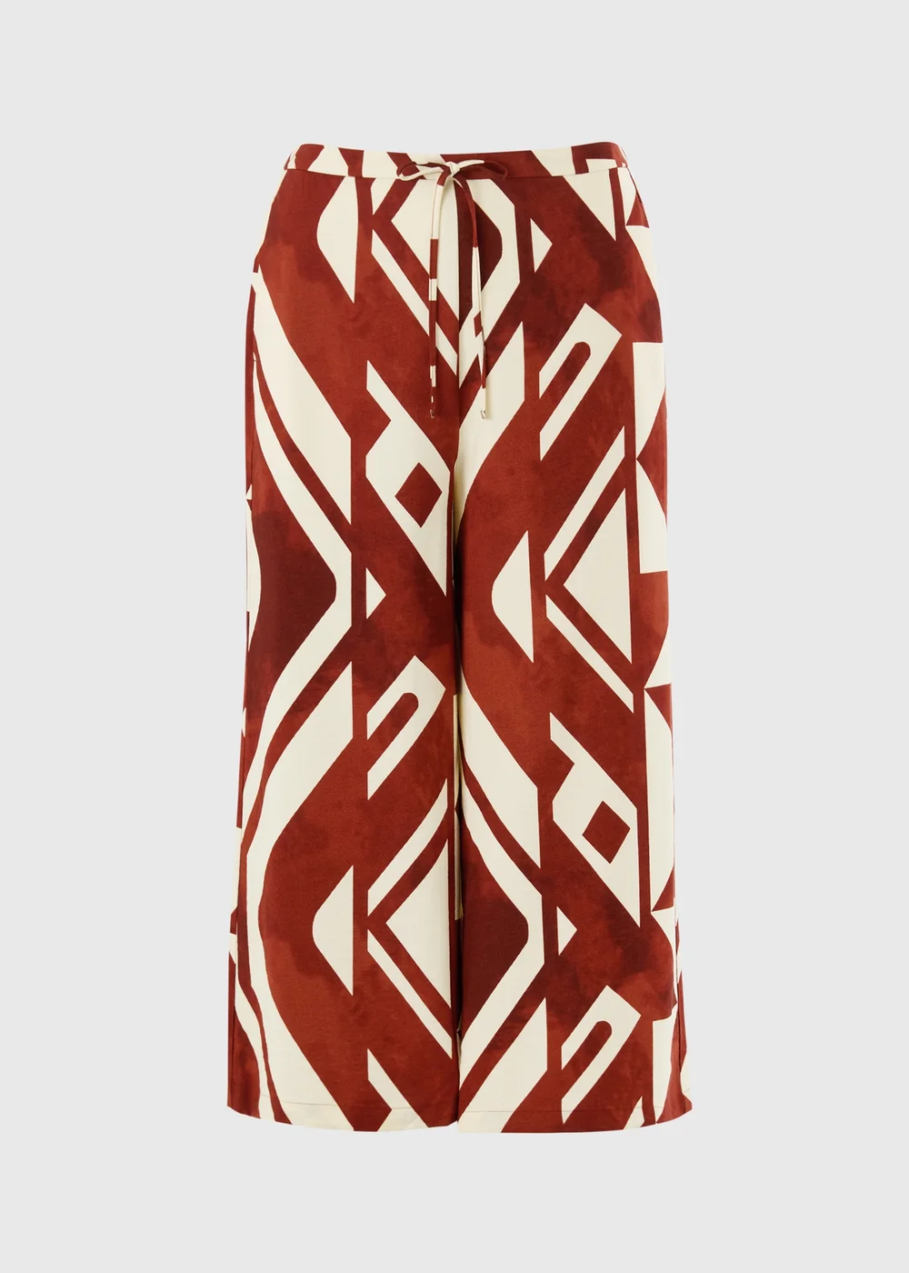Chocolate Brown Printed Twill Wide Leg Culottes - 22 Image 4