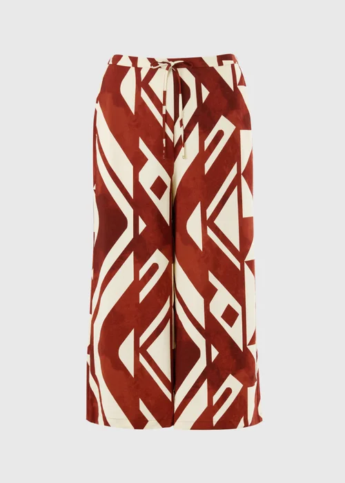 Chocolate Brown Printed Twill Wide Leg Culottes - 22 Image 4