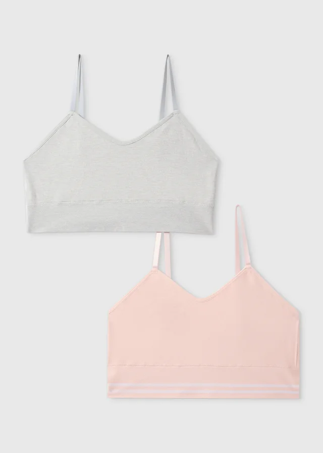 2 Pack Pink/Grey Sports Bralettes