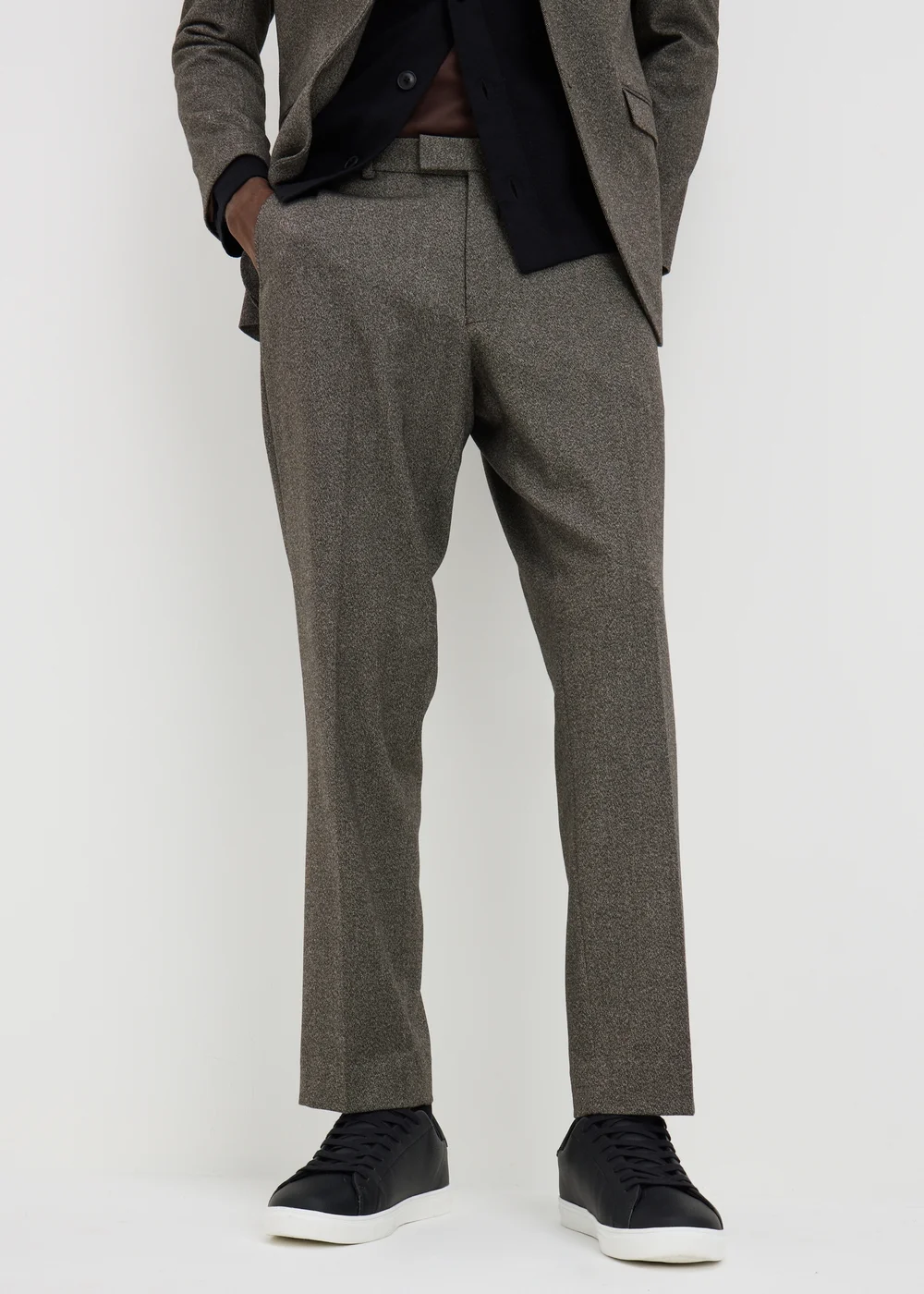 Taylor & Wright Brompton Brown Twill Tailored Fit Suit Trousers - 26/L29 Image 1