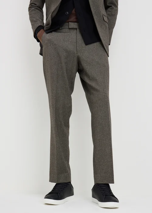 Taylor & Wright Brompton Brown Twill Tailored Fit Suit Trousers - 26/L29 Image 1