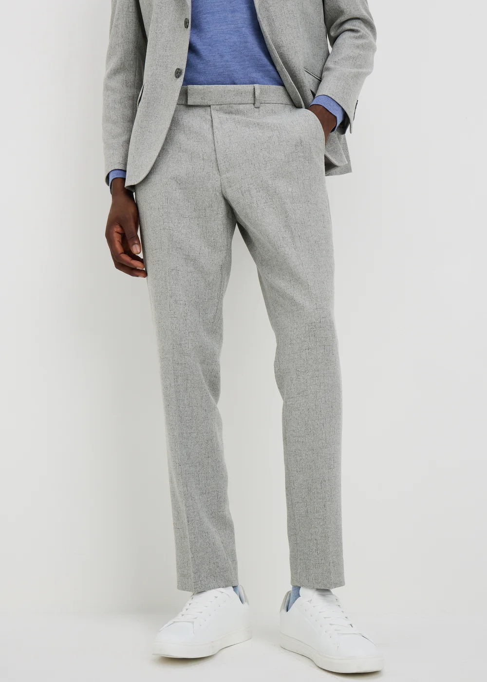 Taylor & Wright Griffith Grey Fleck Slim Fit Suit Trousers - 40/L29 Image 1