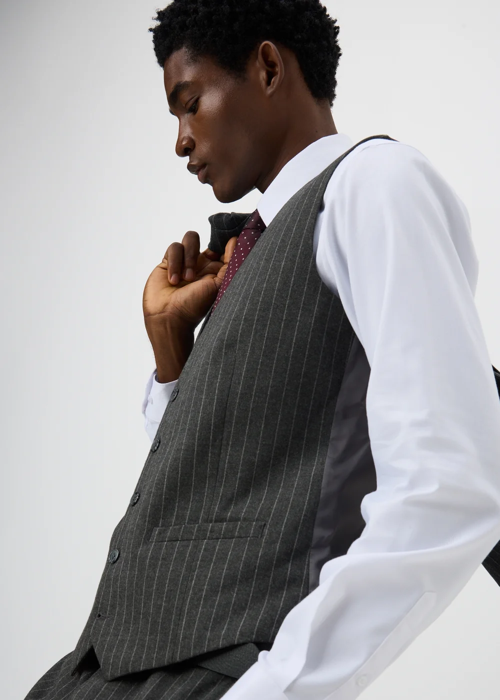 Taylor & Wright Hyde Charcoal Pinstripe Suit Waistcoat - XS Image 3