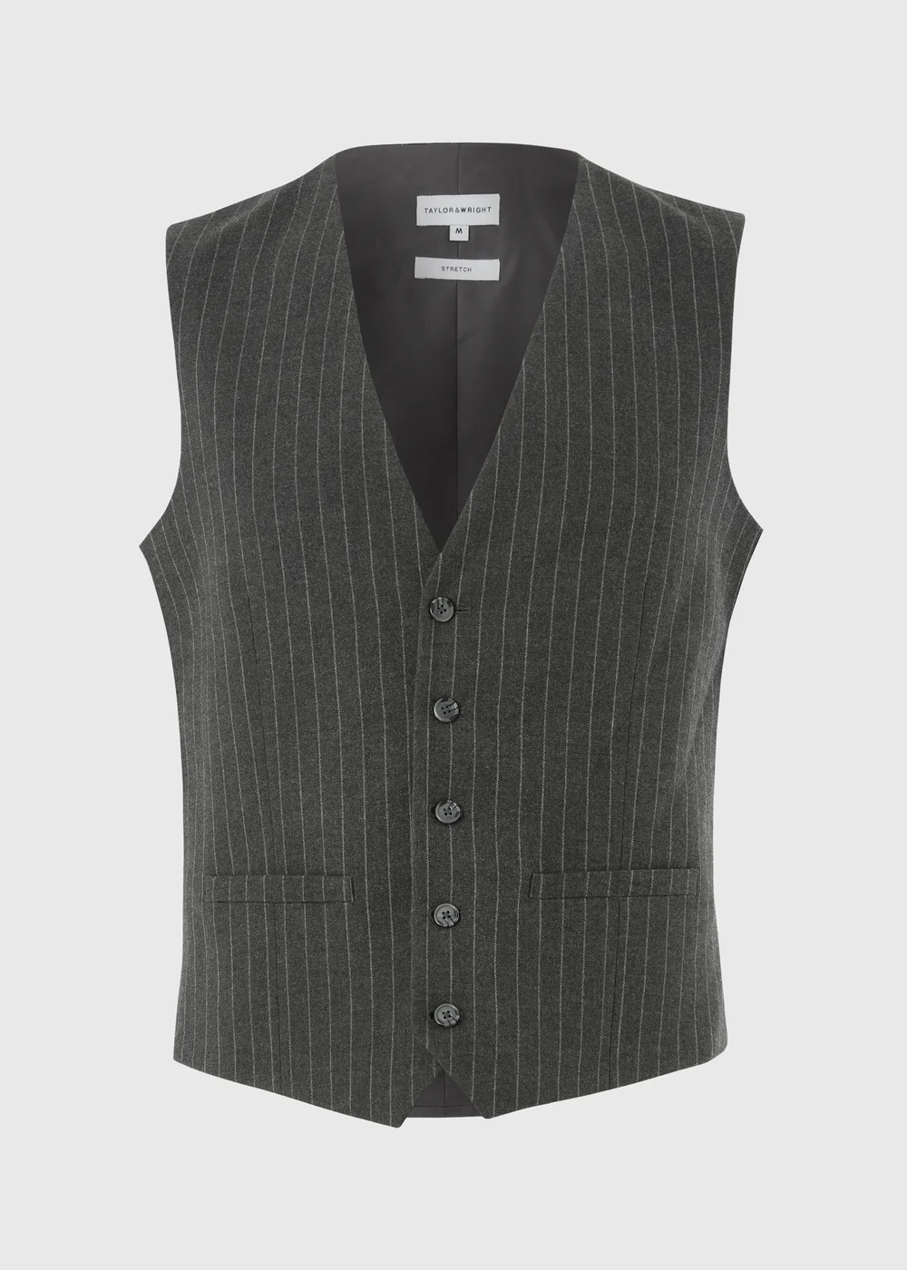 Taylor & Wright Hyde Charcoal Pinstripe Suit Waistcoat - XS Image 5