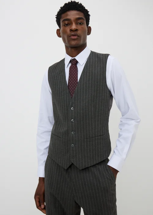 Taylor & Wright Hyde Charcoal Pinstripe Suit Waistcoat - XS Image 1