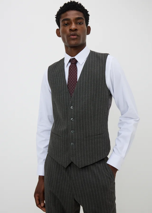 Taylor & Wright Hyde Charcoal Pinstripe Suit Waistcoat