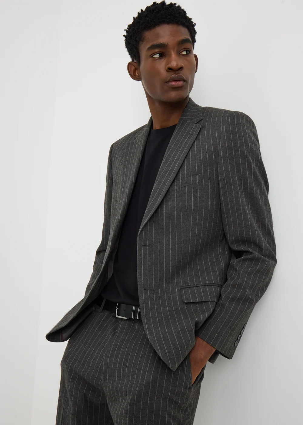 Taylor & Wright Hyde Charcoal Pinstripe Slim Fit Jacket - 34 Chest Short Image 1