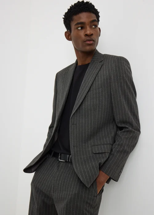 Taylor & Wright Hyde Charcoal Pinstripe Slim Fit Jacket - 34 Chest Short Image 1