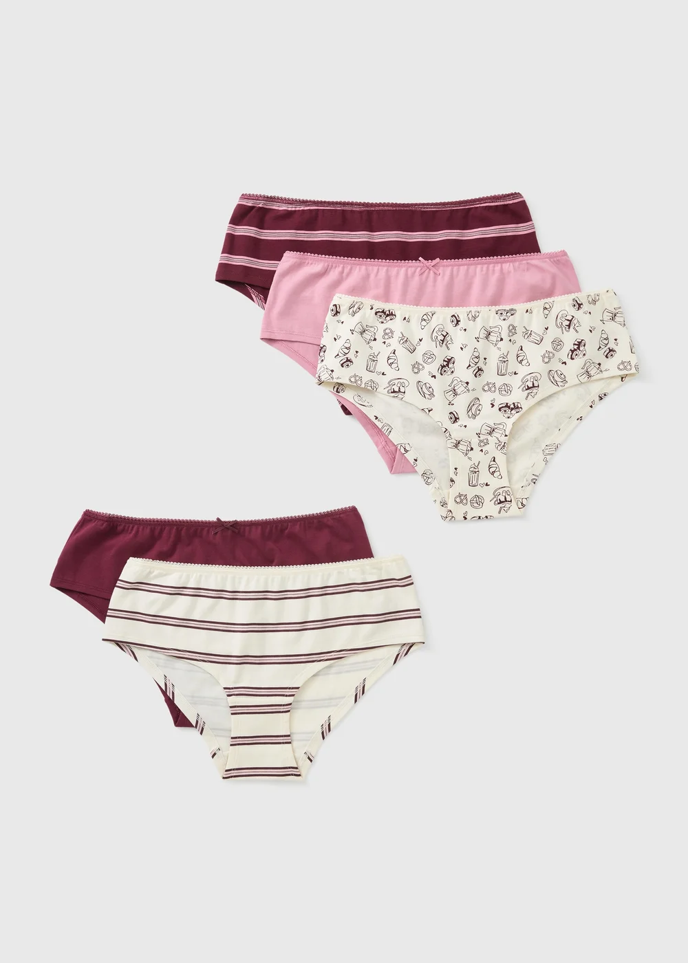 5 Pack Plum Coffee Club Short Knickers - 8 Image 1