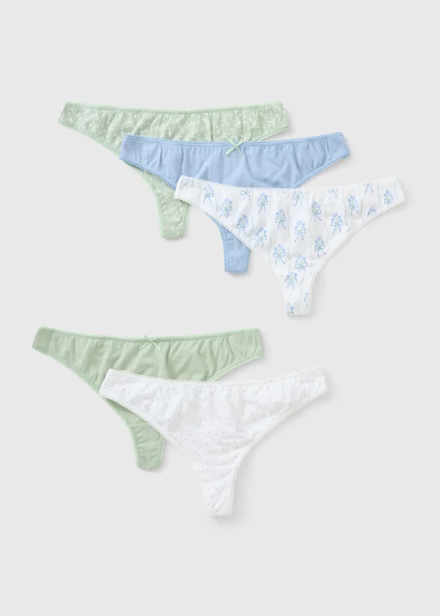5 Pack Mint Bow Thongs